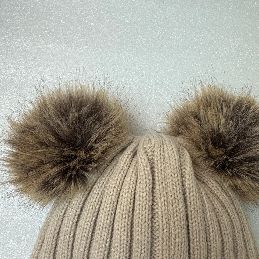 Kids’ Beanie Pom Pom Night Light Headlamp Tan Natural Color